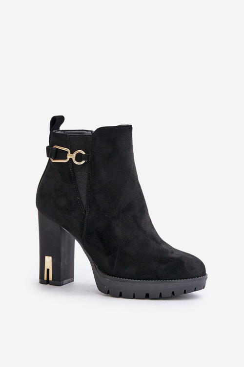 Zateplené dámské boty na vysokém podpatku černé Terisanna