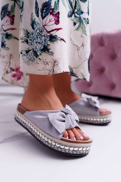 Dámské Nazouváky s Luky Tlustá Podešev Šedé Milady