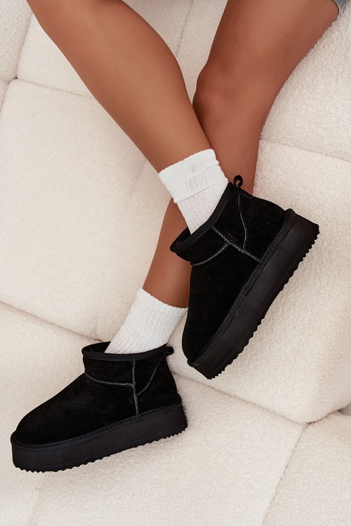 Semišové dámske zimné čižmy na platforme Vinceza 97962 Čierne