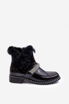Nízkolaté topánky s kožušinou a dekoráciou S. Barski MR870-74 Čierna
