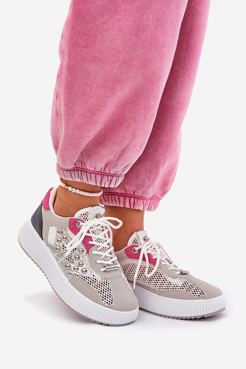 Dámské Sportovní Boty Se Síťovinou A Hroty Šedé Ogalda