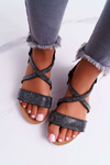 Dámske sandále Lu Boo so zirkónmi 406-5 Black Stella