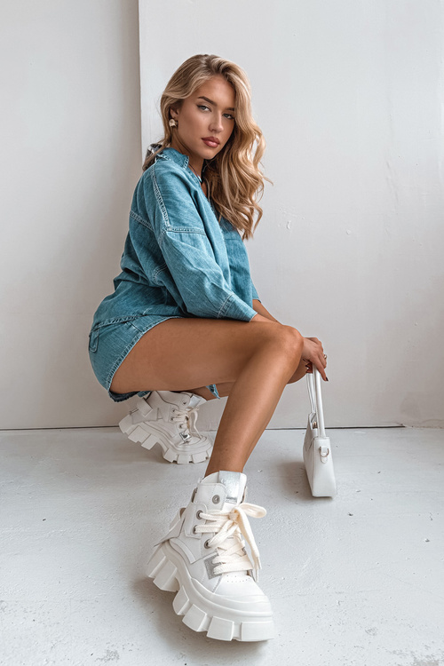 Kožené zateplené sportovní boty GOE SS2N4055 bílé