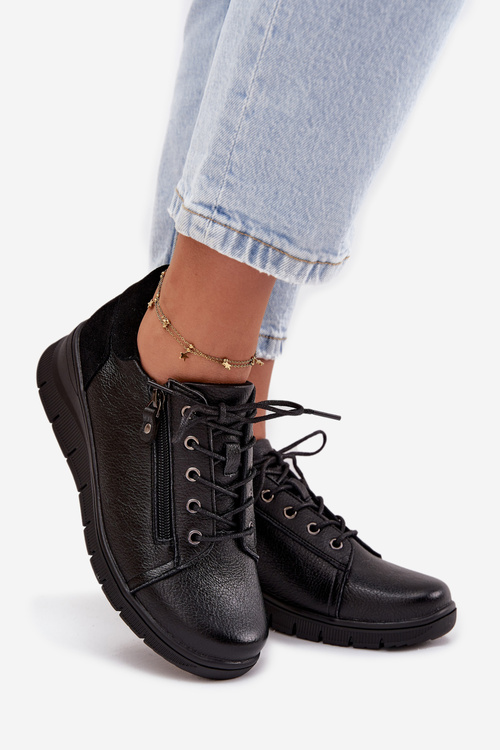 Kožené dámské polobotky na platformě Vinceza 39964 Černé