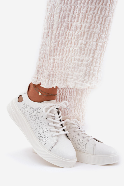 Dámské Kožené Tenisky Na Platformě Vinceza 88018 Bílé