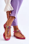 Dámske sandále flip -flops s kameňmi fuchsia lenisa