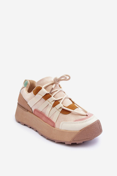 Dámske semišové športové topánky na platforme Beige Rohan