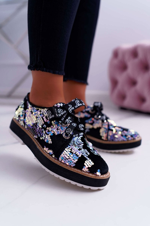 Dámské Polobotky Lu Boo Stříbrné Flitry Moonlight