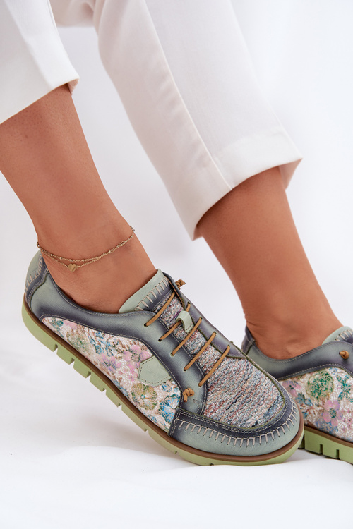 Kožené dámské polobotky s vzorem Maciejka 06784-09 zelené