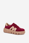 Semišové Dámske Tenisky Na Platforme Vinceza 79561 Bordové