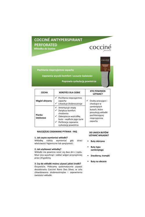 Coccine Antiperspirant Inserts With Active Carbon