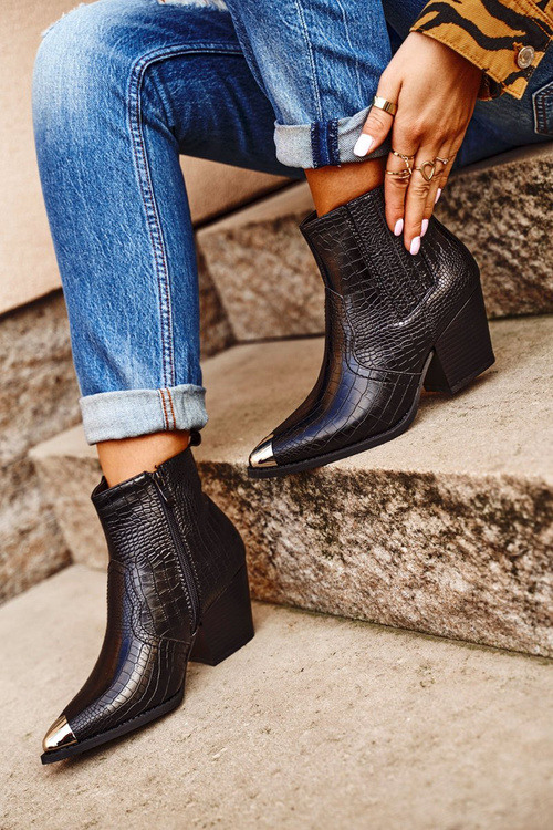 Dámské Kotníkové Boty Na Podpatku Černé Atticus