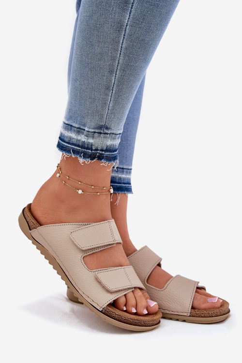 Kožené Dámske Šľapky Inblu Béžové AA0005GU