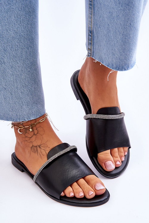 Elegantné ploché klapky čierne termené