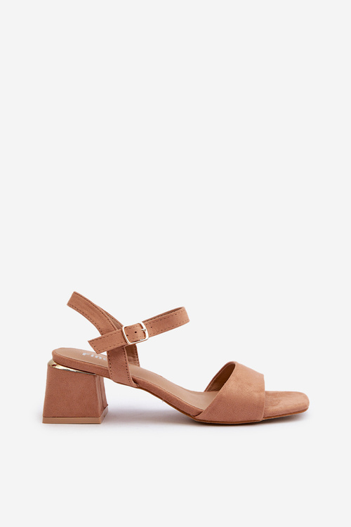 Dámské sandály na podpatku z ekokože velbloudí Leisha