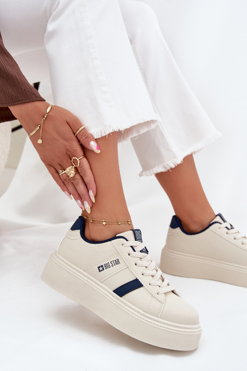 Dámske Tenisky Na Platforme Big Star SS274347 Svetlo Béžové