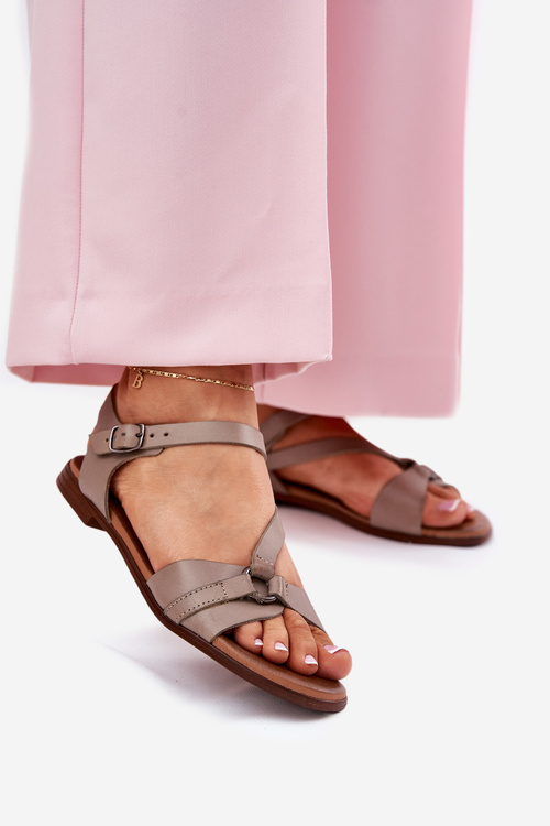 Zazoo 40182 Kožené Dámske Sandále Tmavo Béžové