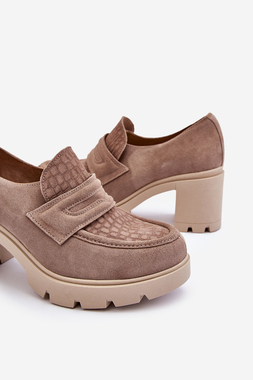 Semišové boty na podpatku a platformě tmavě béžová Arabell