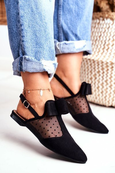 Lu Boo Dámske baleríny Black Domino Bows