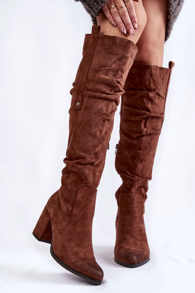 Semišové topánky nad kolenom la.fi 270065fx-skuck hnedé