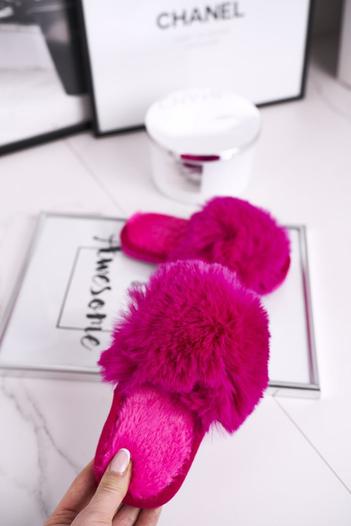 Dětské Pantofle s Kožešinově Tmavě Růžové Snow Ball