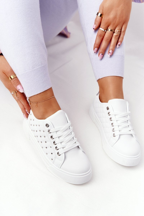 Dámská Tenisky S Prošíváním Bílé-Stříbrné Fondness