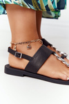 Veľká hviezda HH274705 Čierna kožená sandále