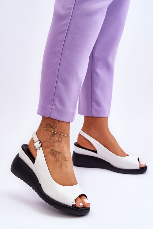 Dámské sandály na klínku Sergio Leone SK853 Bíle