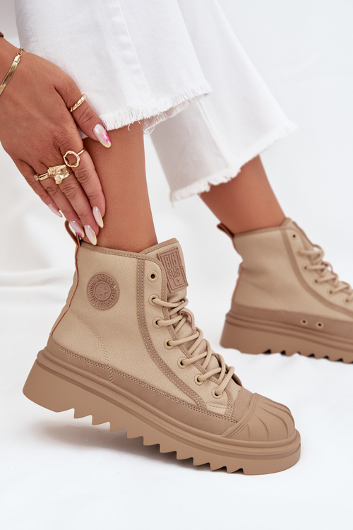 Vysoké Dámske Tenisky Zateplené Big Star OO274A356 Béžové