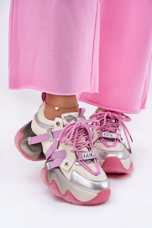 Dámske Kožené Tenisky Na Masívnej Podrážke Ružové GOE RR2N4030