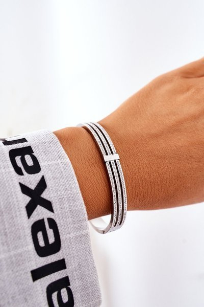 Oceľový náramok so zirkónovými striebro