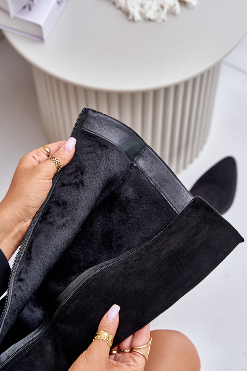 Ekologické Semišové Čižmy Dámske Pred Koleno Na Opätku Zateplené Vinceza 16473 Čierne