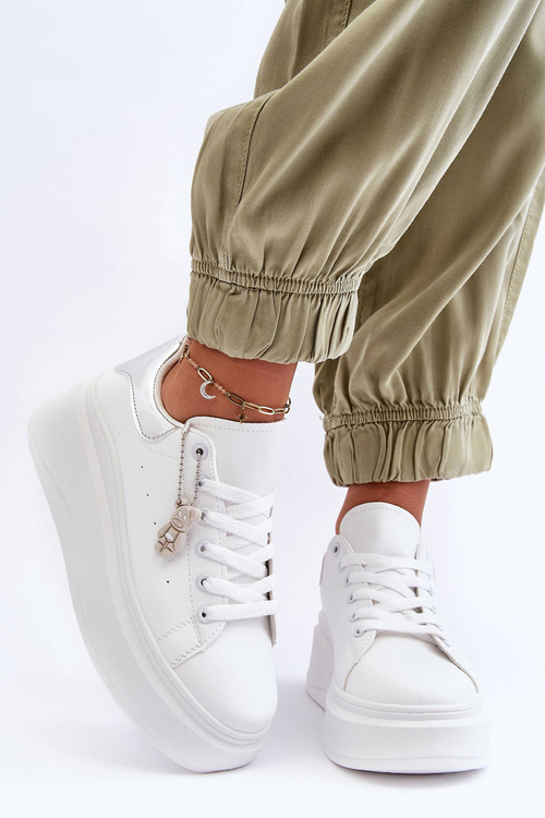 Dámské Sportovní Boty Na Masivní Platformě Bílo-stříbrná Mariell