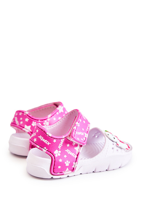 Dětské lehké sandály s důvěryhodnými dekoracemi bílými a růžovými Trusty