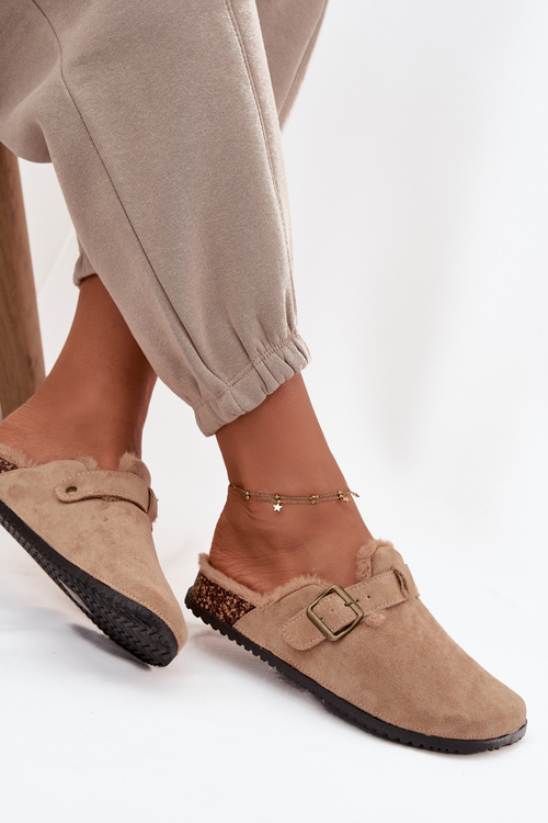 Dámske papuče s teplou podšívkou s prackou Béžové Sylisse