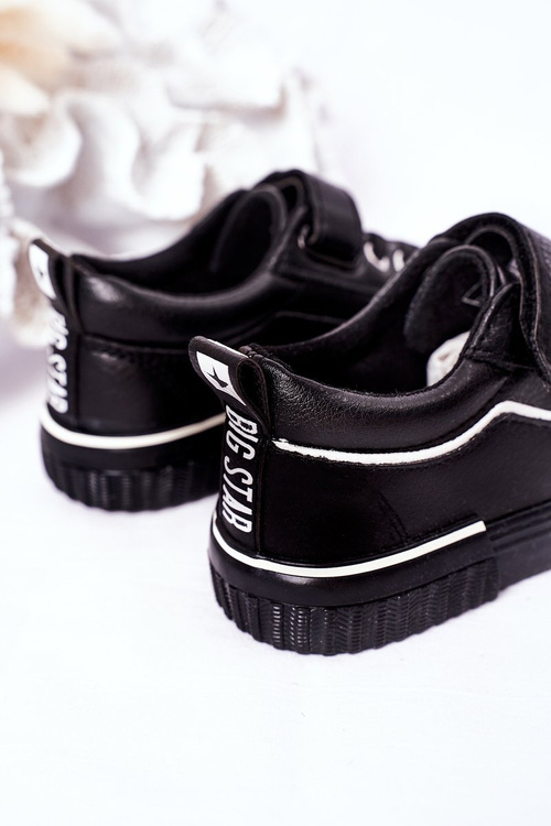 Dětské Kožené Tenisky Se Suchým Zipem BIG STAR HH374029 Černé