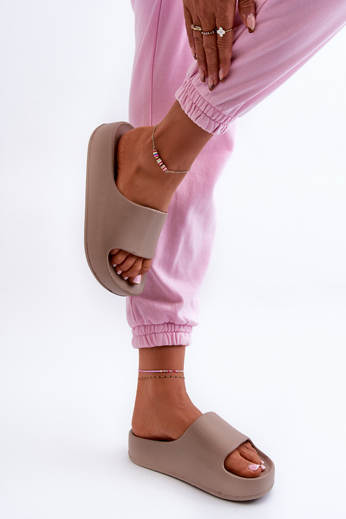 Hnedé dámske platformové papuče z peny Airaplea