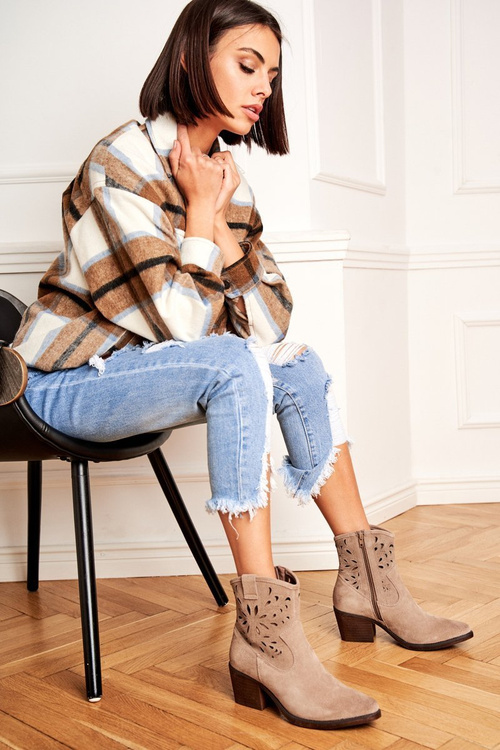 Dámske kožené topánky Bege Barski 12622