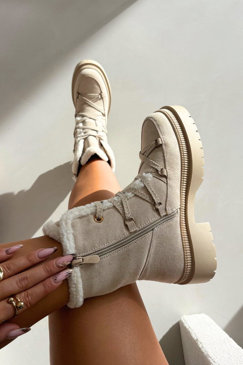 Dámské sněhule s kožíškem Béžové Irmara