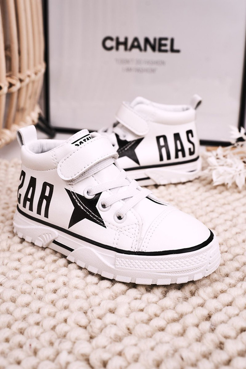 Dětské Vysoké Tenisky Se Suchým Zipem Bílé Sparky