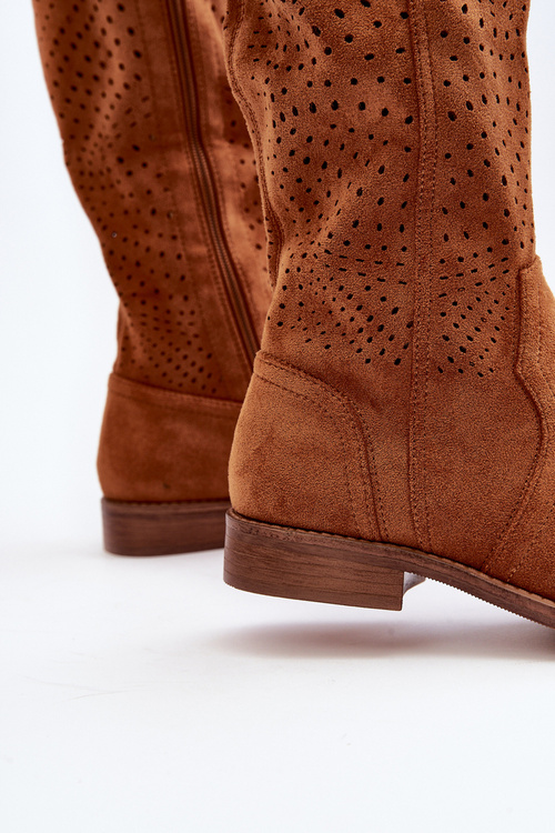 S.Barski HY66-150 Průhledné kotníkové boty na ploché podrážce Camel