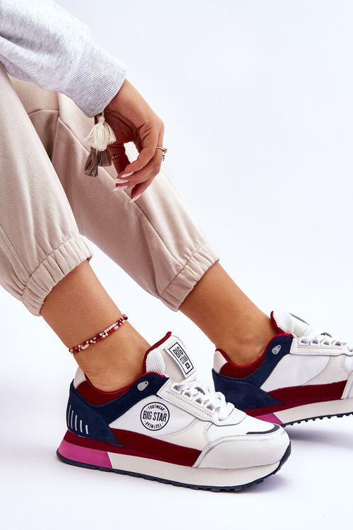 Kožené tenisky Memory Foam System Big Star LL274369 bílo-červené