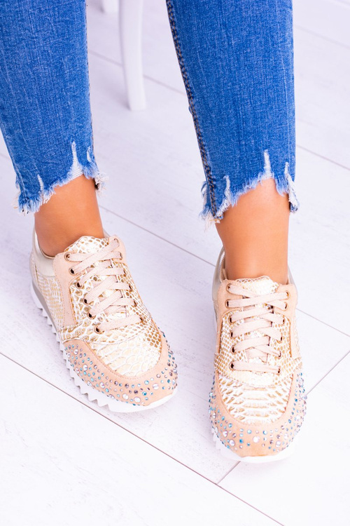 Zlaté Dámské sportovní boty s kubickým zirkonem Lu Boo Infinitiale