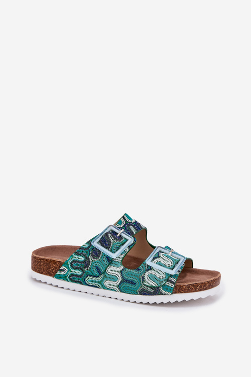 Dámské Pantofle S Přezkami A Briliantem S.Barski RB51-006 Zelené