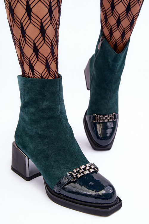 Kožené Boty Na Masivním Bloku SBarski MR870-70 Zelené