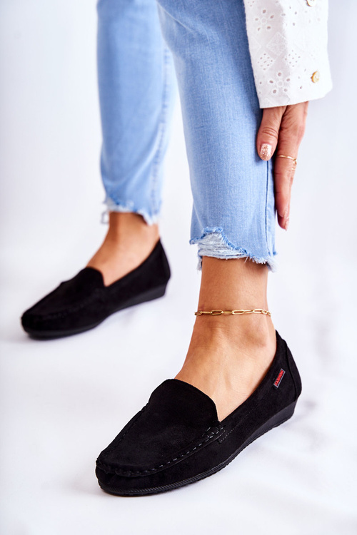 La Cava ženské semišové mokasíny pre čierne kliny