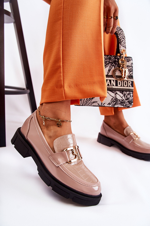 Módní kožené mokasíny Béžová Loveliness