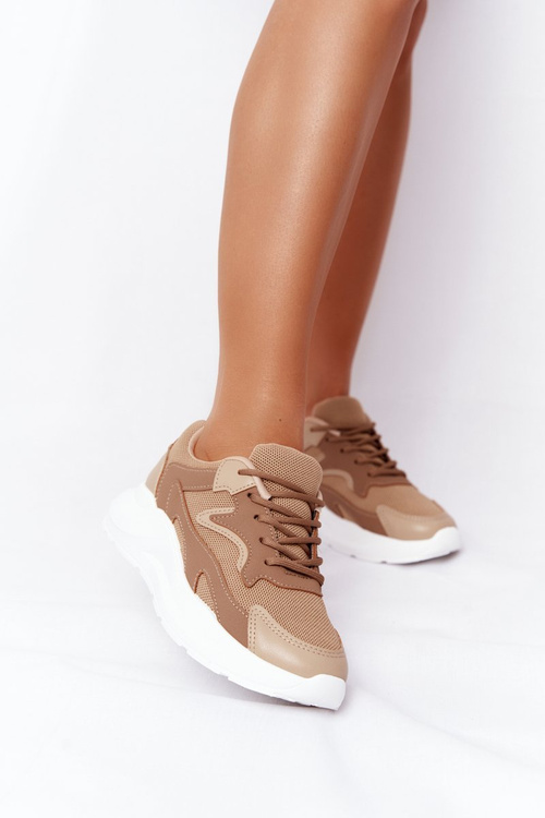 Dámské Sneakersy Na Velké Podrážce Světle Hnědá Delusion