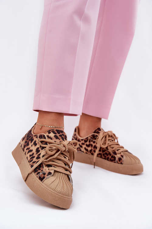 Dámské Tenisky Se Zdobením Na Platformě Leopardí Hnědé Eanneth