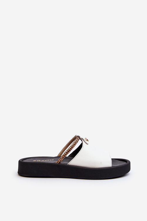 Dámské kožené žabky Zazoo 2896 Bílo-černé